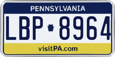 PA license plate LBP8964