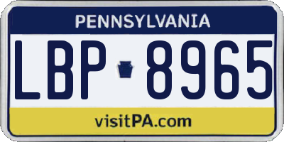 PA license plate LBP8965