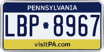 PA license plate LBP8967