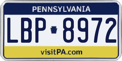 PA license plate LBP8972