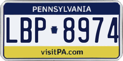 PA license plate LBP8974
