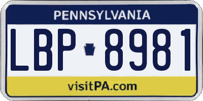 PA license plate LBP8981
