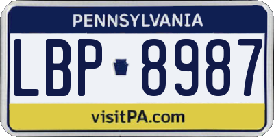 PA license plate LBP8987