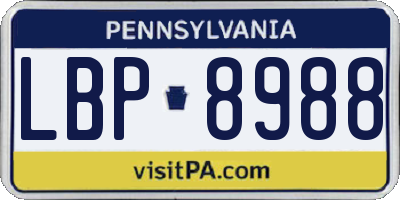 PA license plate LBP8988
