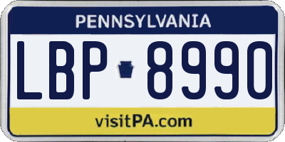 PA license plate LBP8990
