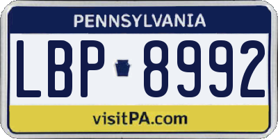 PA license plate LBP8992