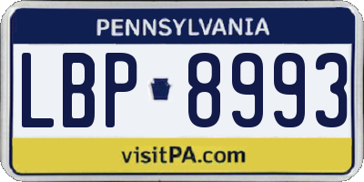 PA license plate LBP8993