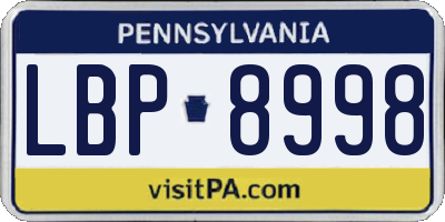 PA license plate LBP8998