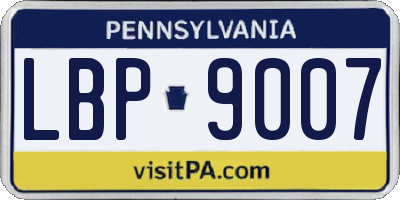 PA license plate LBP9007