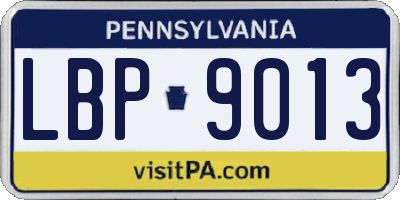 PA license plate LBP9013