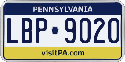 PA license plate LBP9020