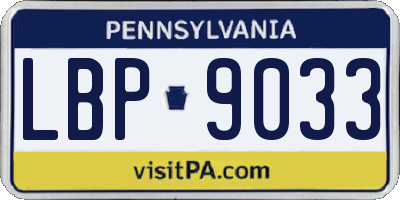 PA license plate LBP9033