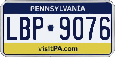 PA license plate LBP9076