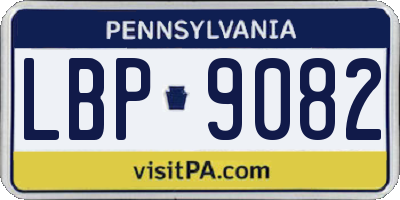 PA license plate LBP9082