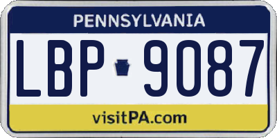 PA license plate LBP9087