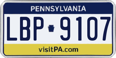 PA license plate LBP9107