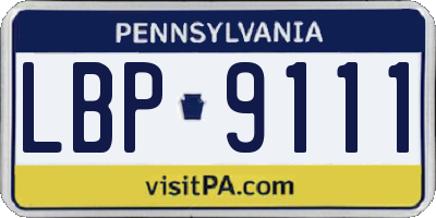 PA license plate LBP9111