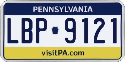 PA license plate LBP9121