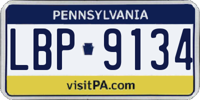 PA license plate LBP9134