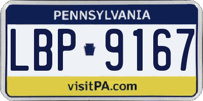 PA license plate LBP9167