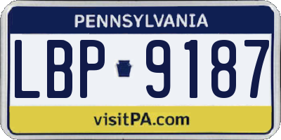 PA license plate LBP9187