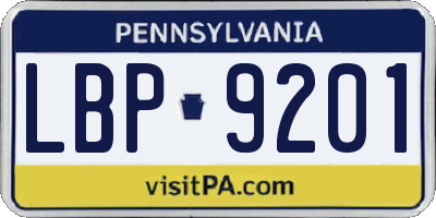 PA license plate LBP9201