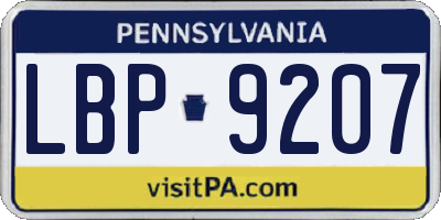 PA license plate LBP9207
