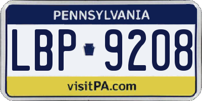 PA license plate LBP9208