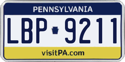 PA license plate LBP9211