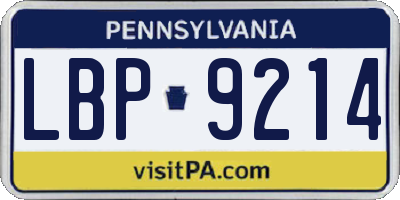 PA license plate LBP9214