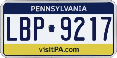 PA license plate LBP9217