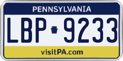 PA license plate LBP9233