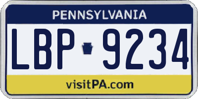 PA license plate LBP9234