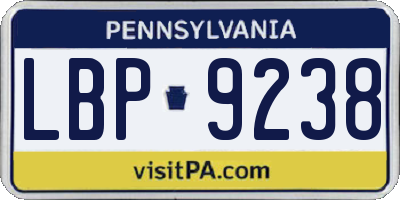 PA license plate LBP9238