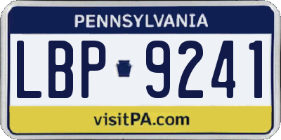 PA license plate LBP9241