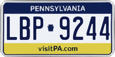 PA license plate LBP9244