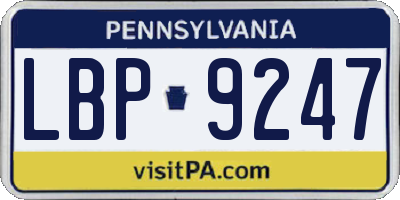 PA license plate LBP9247