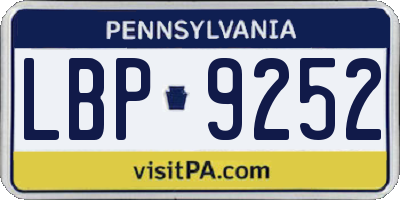 PA license plate LBP9252