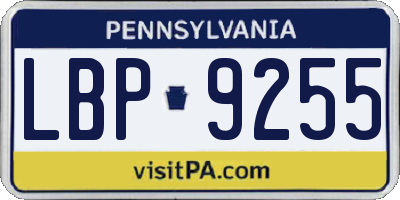 PA license plate LBP9255