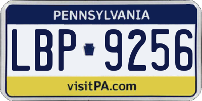 PA license plate LBP9256