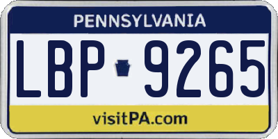 PA license plate LBP9265