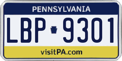 PA license plate LBP9301
