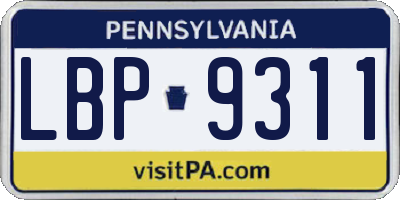 PA license plate LBP9311
