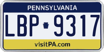 PA license plate LBP9317