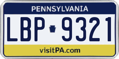 PA license plate LBP9321