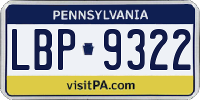 PA license plate LBP9322