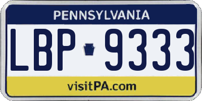 PA license plate LBP9333