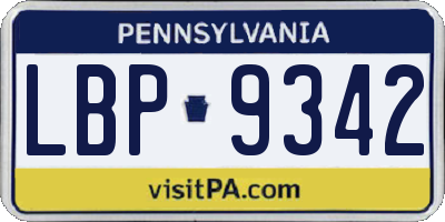PA license plate LBP9342