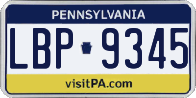PA license plate LBP9345