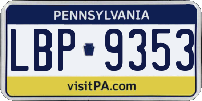 PA license plate LBP9353